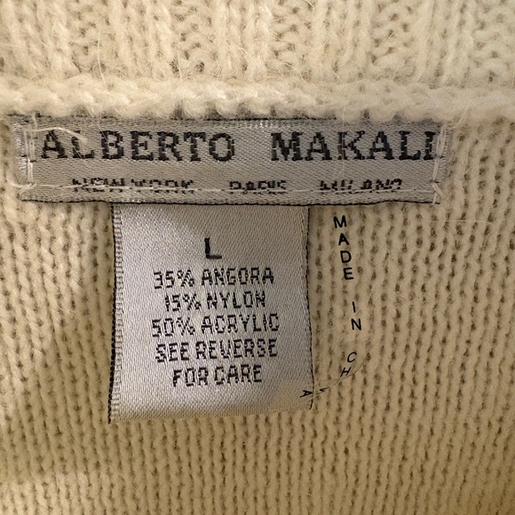 Alberto Makali Beautiful Winter White Sweater Angora Blend Cowl Neck Large - Picture 3 of 11